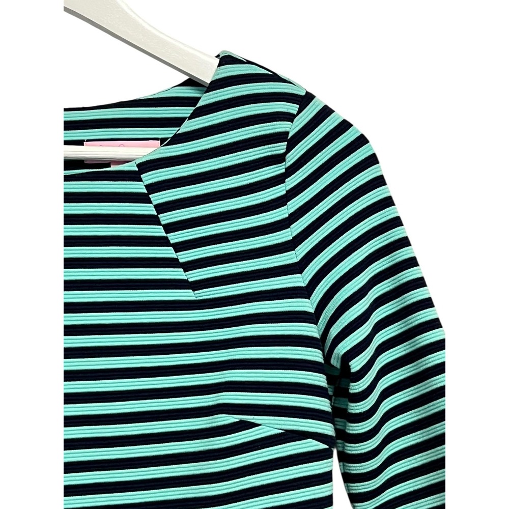Lilly Pulitzer Mint Green and Black Striped Long Sleeve Dress - Picture 5 of 12
